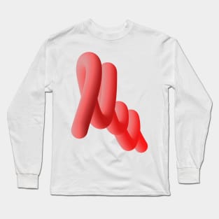 Fluid geometric red abstract shape worm Long Sleeve T-Shirt
